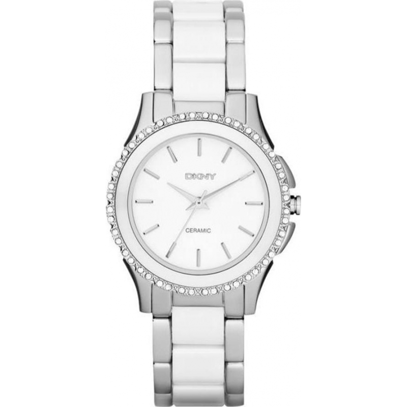DKNY Ladies Westside Ceramic White Silver Watch