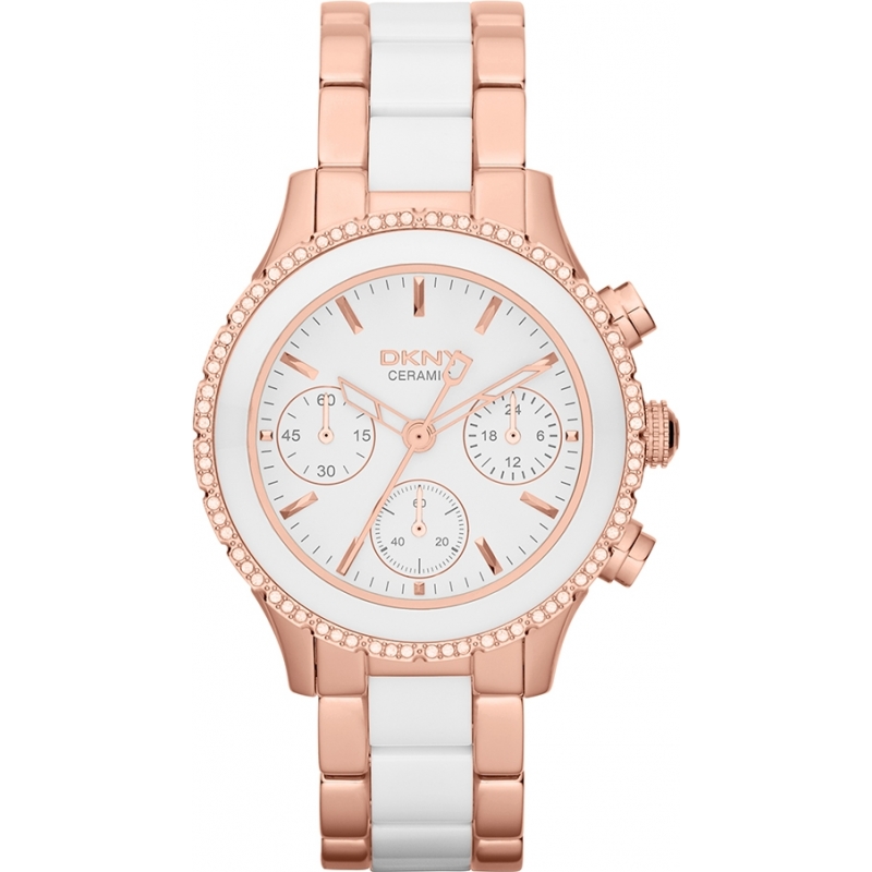 DKNY Ladies Ceramix Two Tone Chronograph Watch