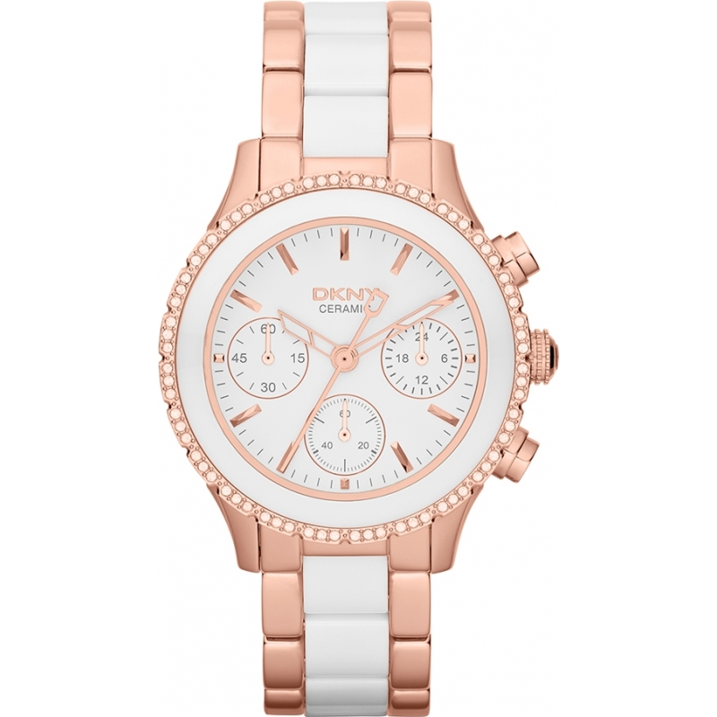 DKNY Ladies Ceramix Two Tone Chronograph Watch