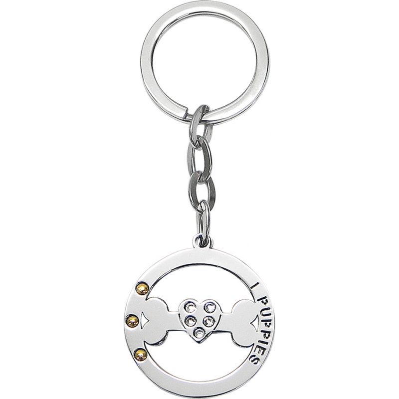 I Puppies Stainless Steel Crystal Keyrings