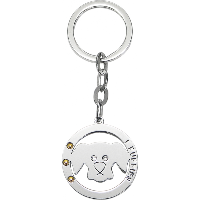 I Puppies Stainless Steel Crystal Keyrings