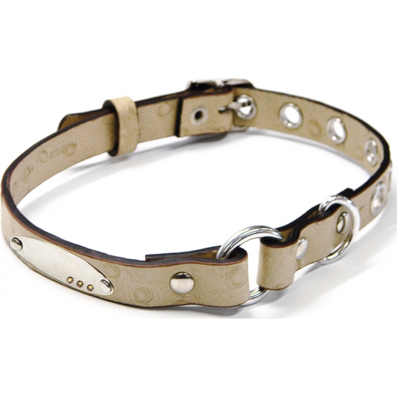 I Puppies Beige Leather Dog Collar