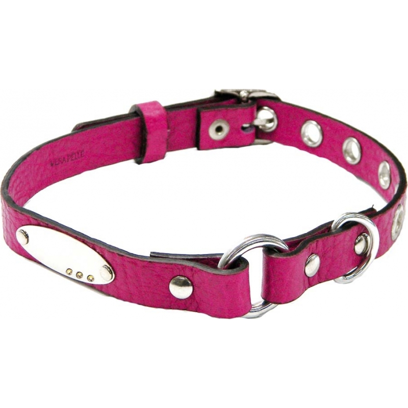 I Puppies Pink Leather Dog Collar