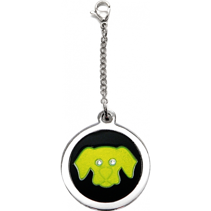 I Puppies Dog Steel and Green Tag For Collar Medallion