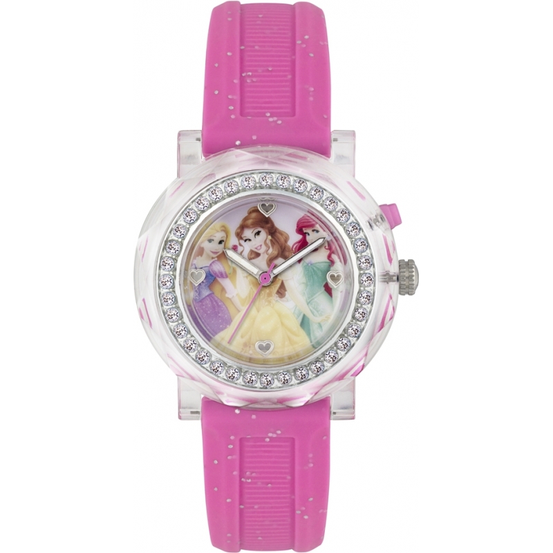 Disney Princess Girls Princess Flashing Watch with Pink Glitter Band