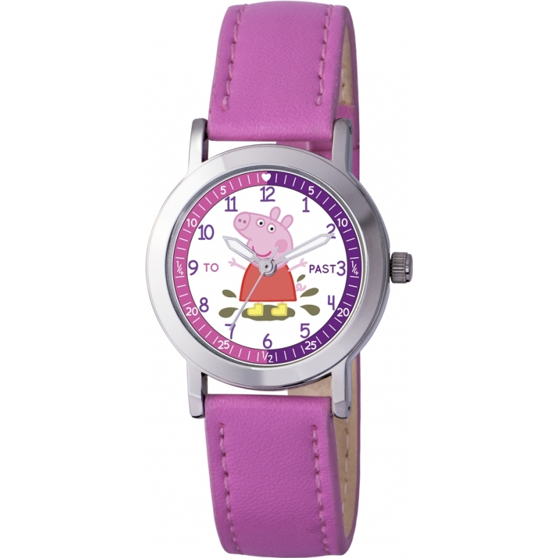 Peppa Pig Girls Time Teacher Watch with Pink PU Strap