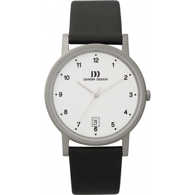 Danish Design Mens Black Leather Strap Watch