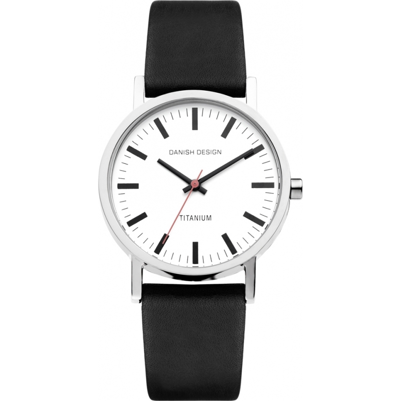 Danish Design Mens Black Leather Strap Watch