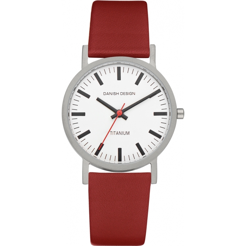 Danish Design Mens Red Leather Strap Watch