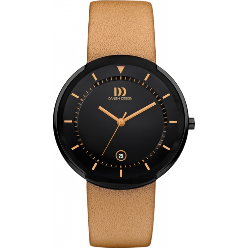 Danish Design Mens Titanium Tan Leather Strap Watch