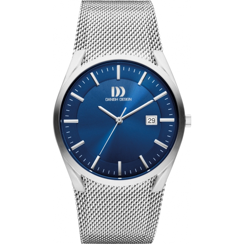 Danish Design Mens Silver Steel Mesh Bracelet Watch