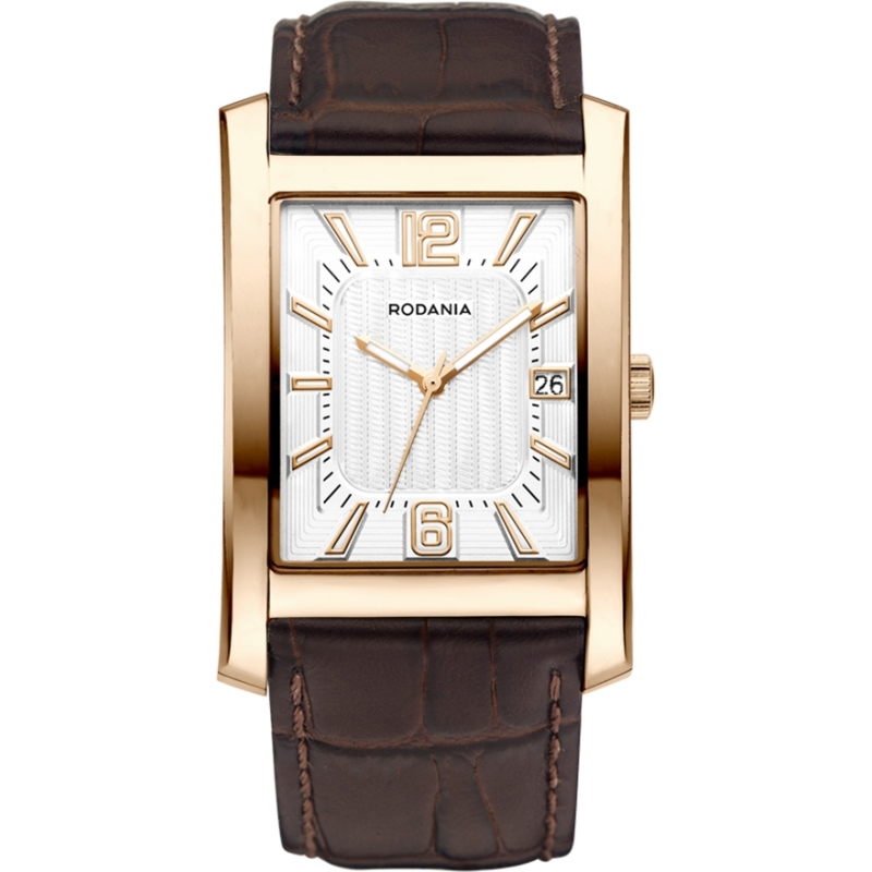 Rodania Mens Rose Gold and Brown Manhattan Watch