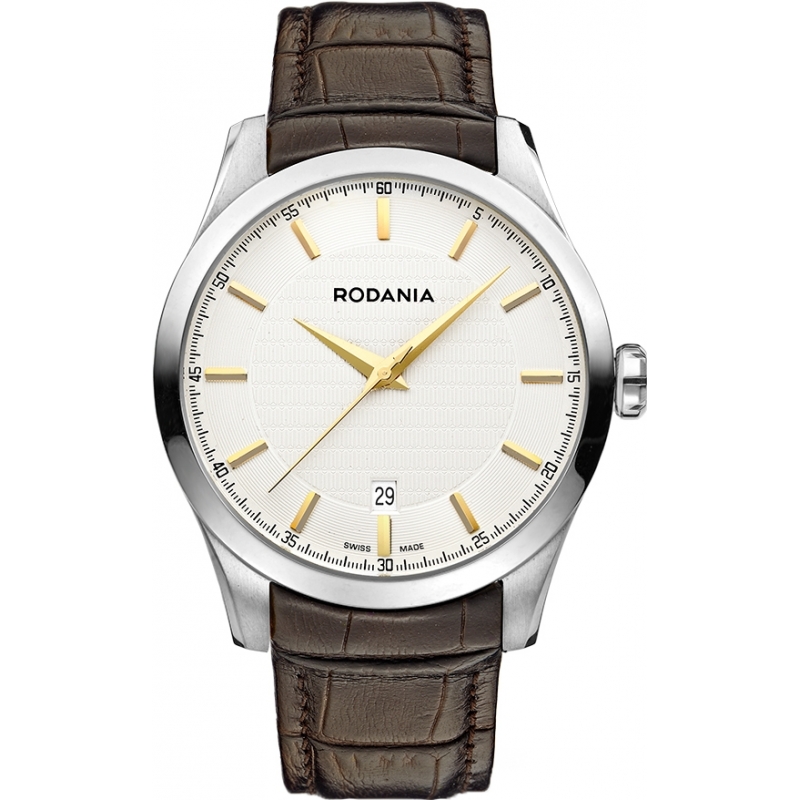 Rodania Swiss Mens Silver and Brown Nolan Watch