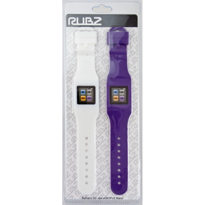 RUBZ Pack of 2 White Purple NANO WATCH HOLDERS