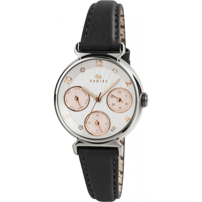 Radley Ladies Multi Dial Watch with Black Leather Strap