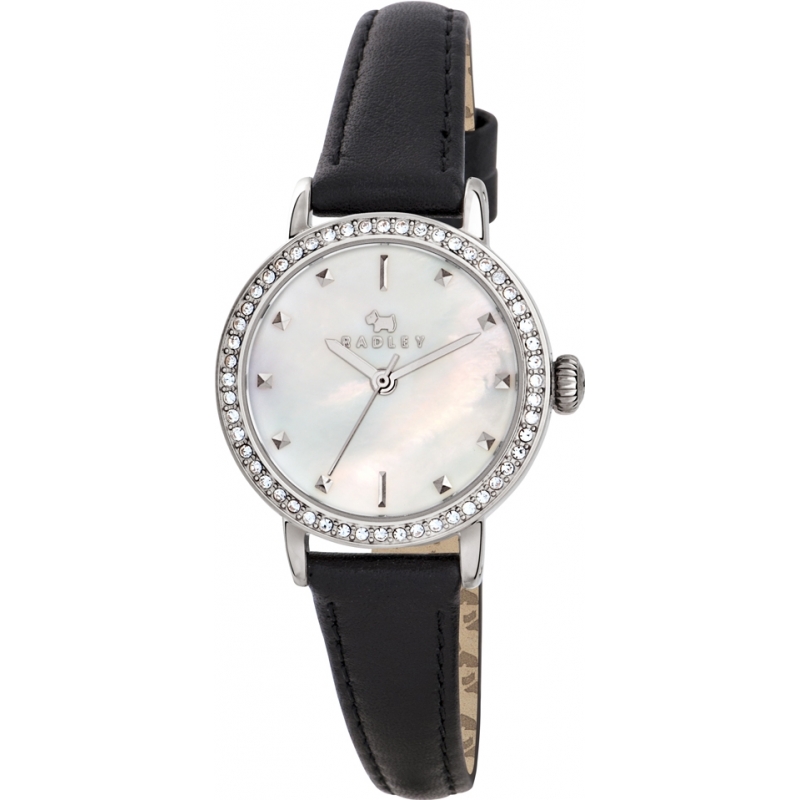 Radley Ladies Victoria Pearl Black Leather Strap Watch