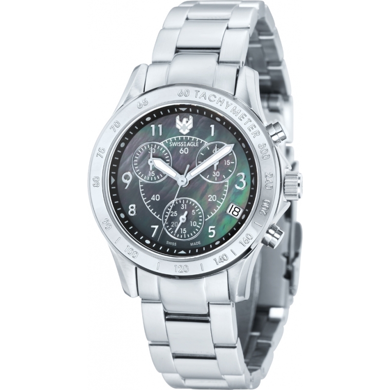 Swiss Eagle Ladies Field Talon Silver Chronograph Watch