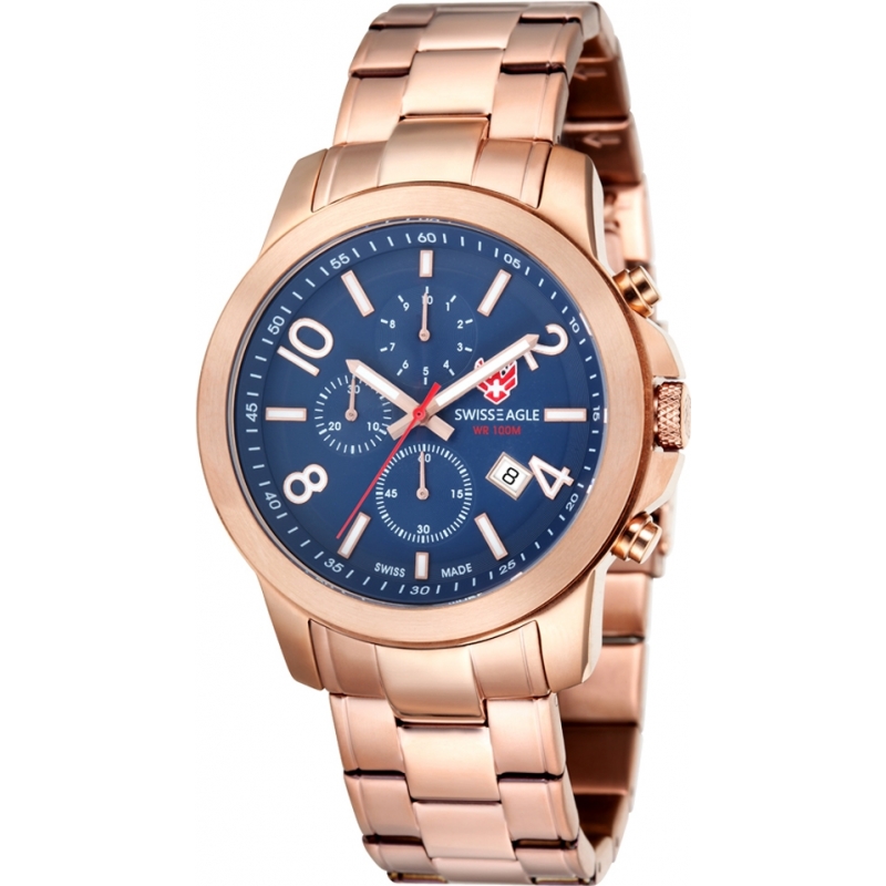 Swiss Eagle Mens Weisshorn Rose Gold Chronograph Watch