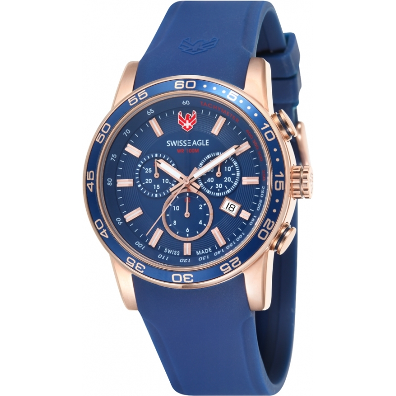 Swiss Eagle Mens Field Terrain Blue Chronograph Watch