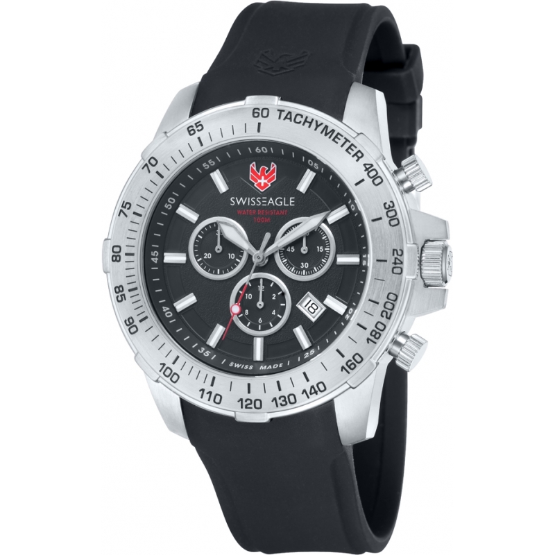 Swiss Eagle Mens Herzog Black Chronograph Watch