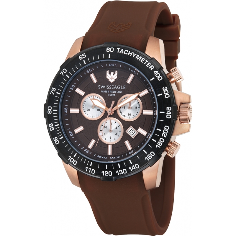 Swiss Eagle Mens Herzog Brown Chronograph Watch