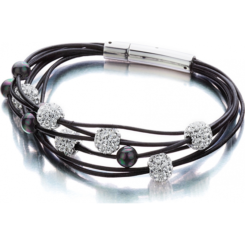 Shimla Ladies Black Bracelet with Stone Set and Pearls