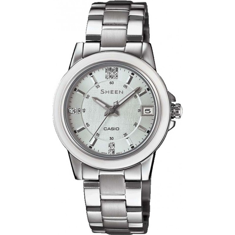 Casio Ladies Sheen Silver Tone Watch with Swarovski Elements
