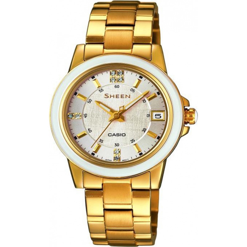 Casio Ladies Sheen Gold Plated Watch with Swarovski Elements