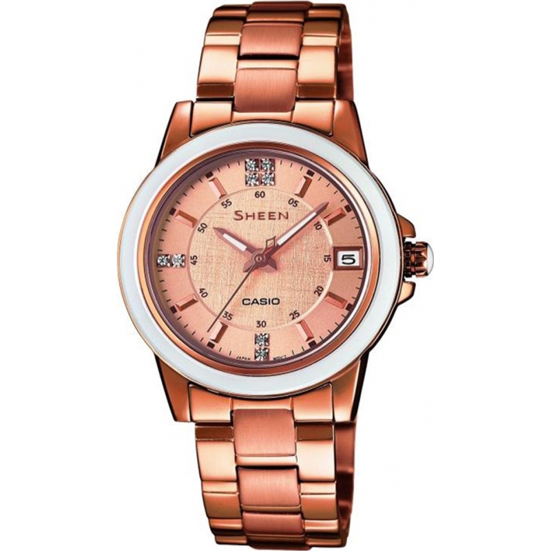 Casio Ladies Sheen Rose Gold Plated Watch with Swarovski Elements