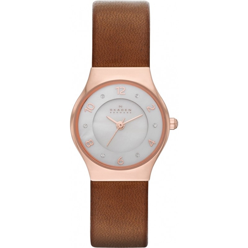 Skagen Ladies Grenen Brown Leather Strap Watch