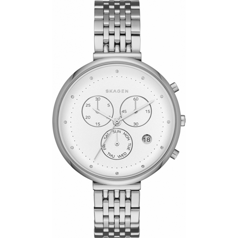 Skagen Ladies Gitte Silver Steel Chronograph Watch