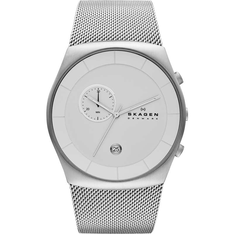 Skagen Mens Klassik White and Steel Chronograph Watch