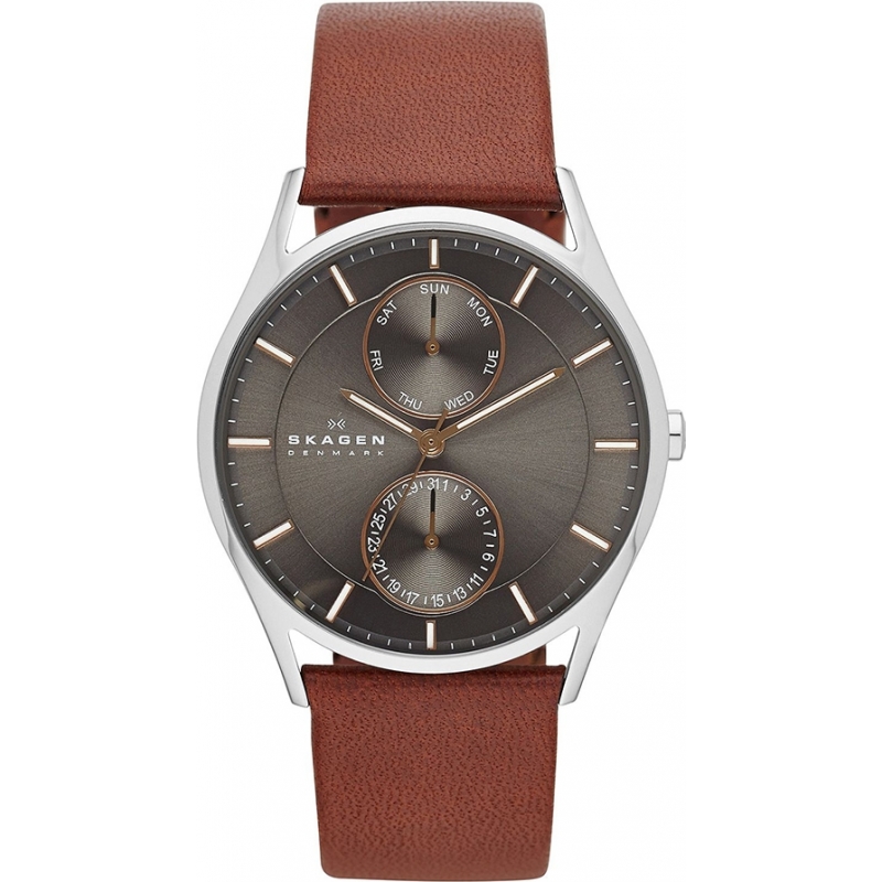 Skagen Mens Holst Brown Leather Strap Watch