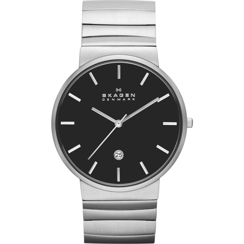 Skagen Mens Ancher Silver Tone Steel Link Bracelet Watch