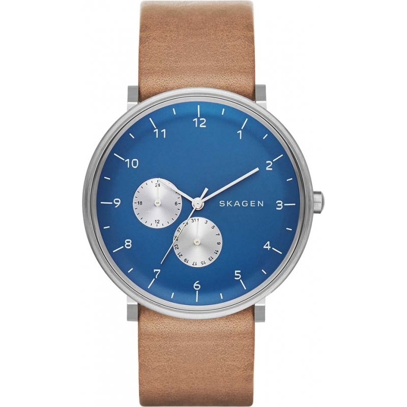 Skagen Mens Hald Brown Leather Strap Watch