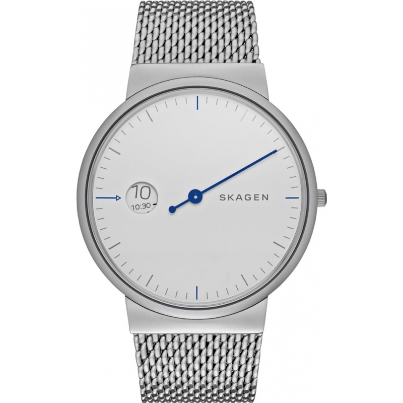 Skagen Mens Ancher Mono Silver Steel Bracelet Watch