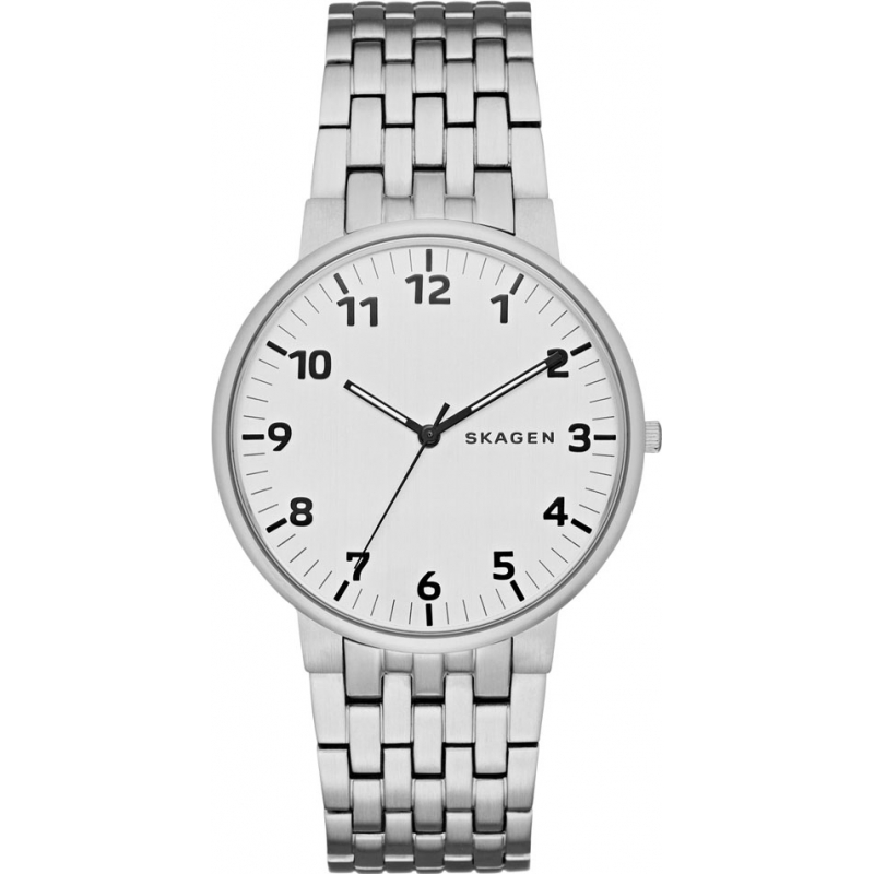 Skagen Mens Ancher Silver Steel Bracelet Watch