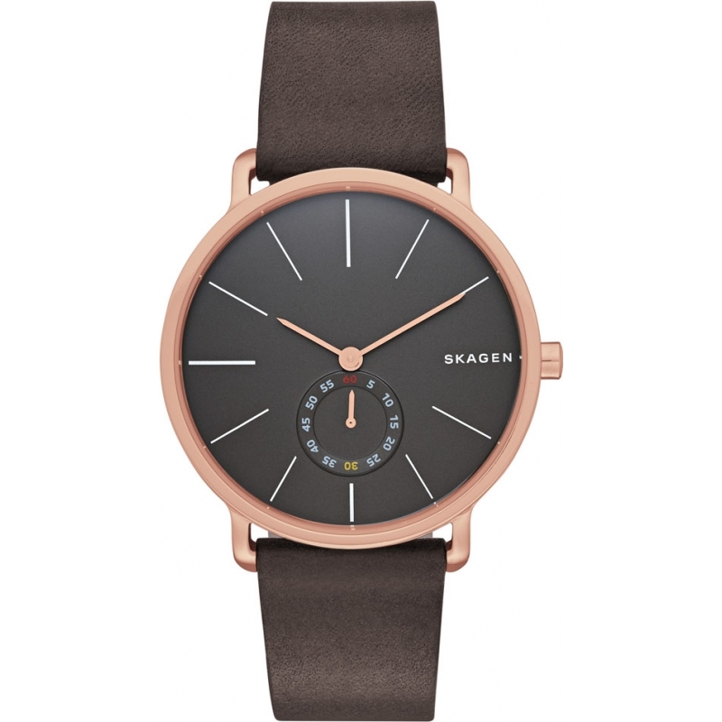 Skagen Mens Hagen Chocolate Leather Strap Watch