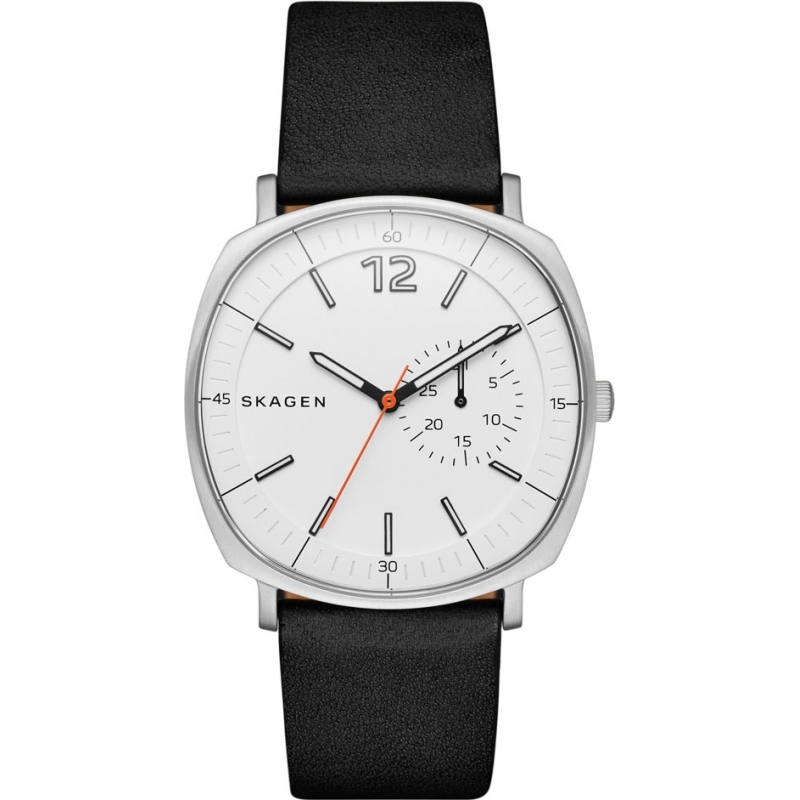 Skagen Mens Rungsted Black Leather Strap Watch