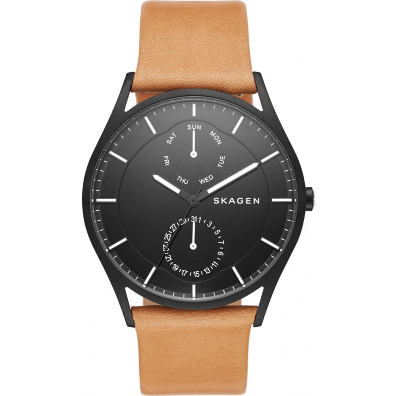 Skagen Mens Holst Brown Leather Strap Watch