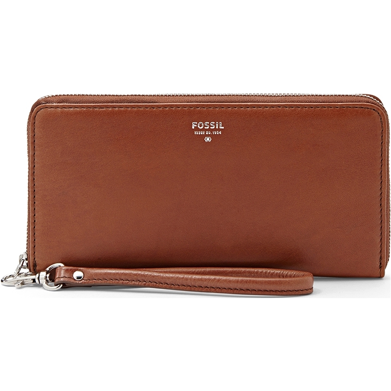 Fossil Ladies Sydney Brown Zip Clutch