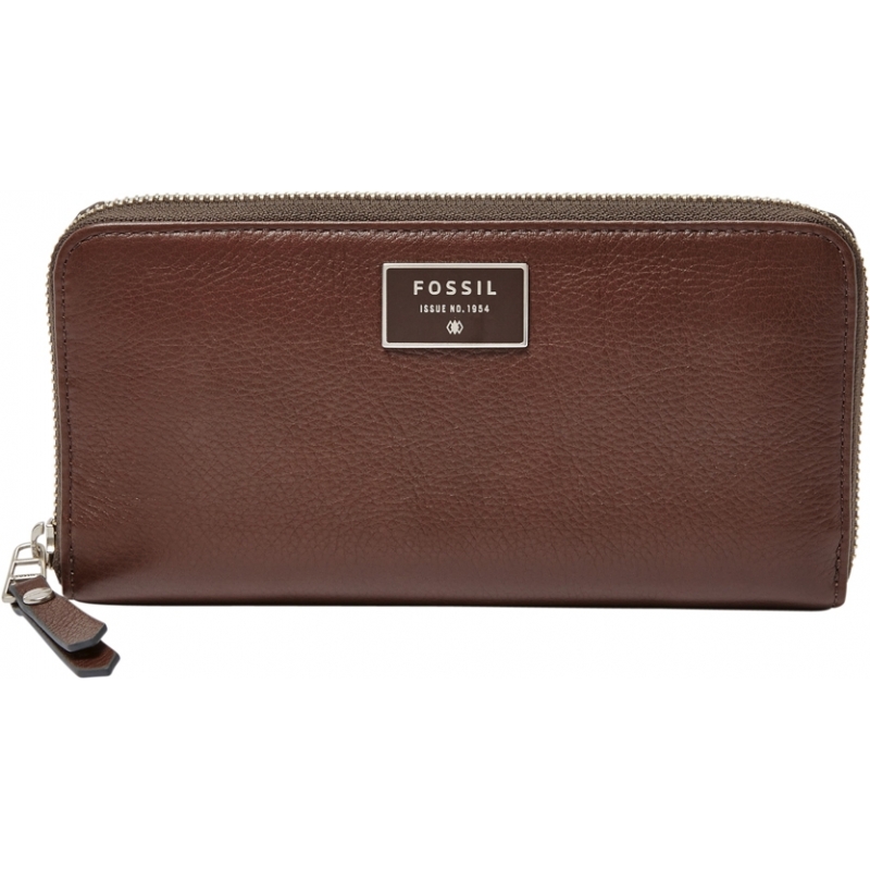 Fossil Ladies Dawson Espresso Zip Clutch