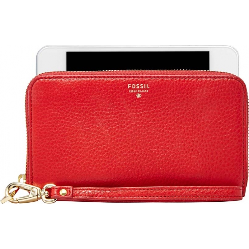 Fossil Ladies Sydney Red Zip Phone Purse