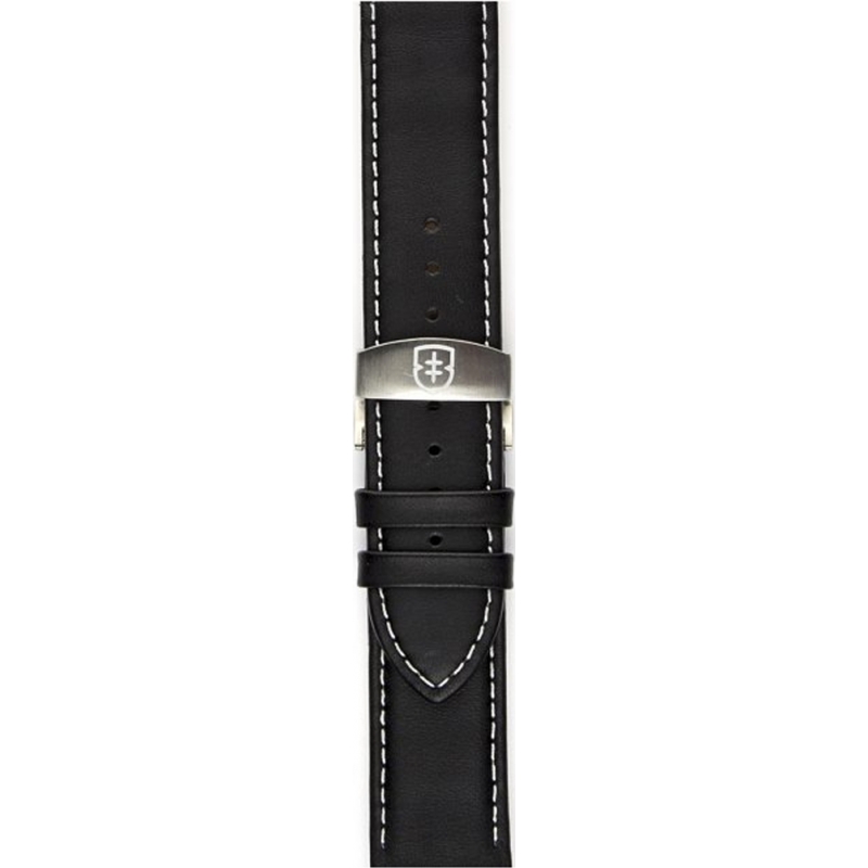 Elliot Brown Mens Canford Black Oiled Leather Strap with White Stitching