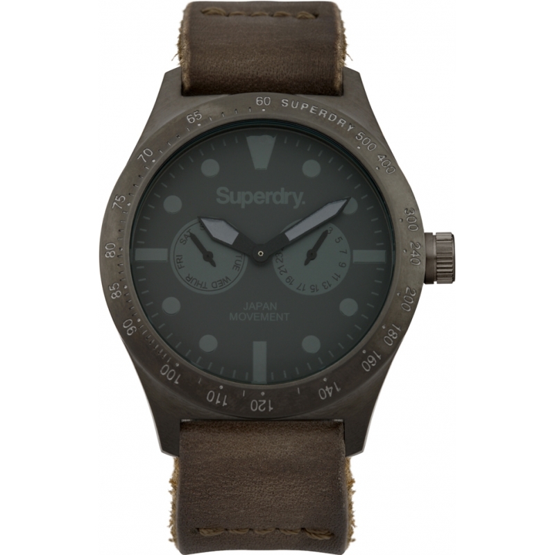 Superdry Mens Triton Multi Brown Leather Strap Watch