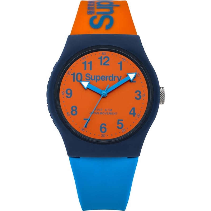 Superdry Urban Blue Orange Silicone Strap Watch