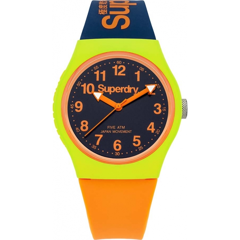 Superdry Urban Navy Orange Silicone Strap Watch