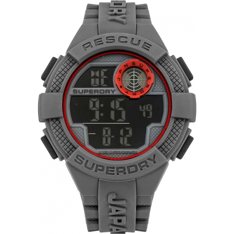 Superdry Mens Radar Digital Grey Silicone Strap Watch