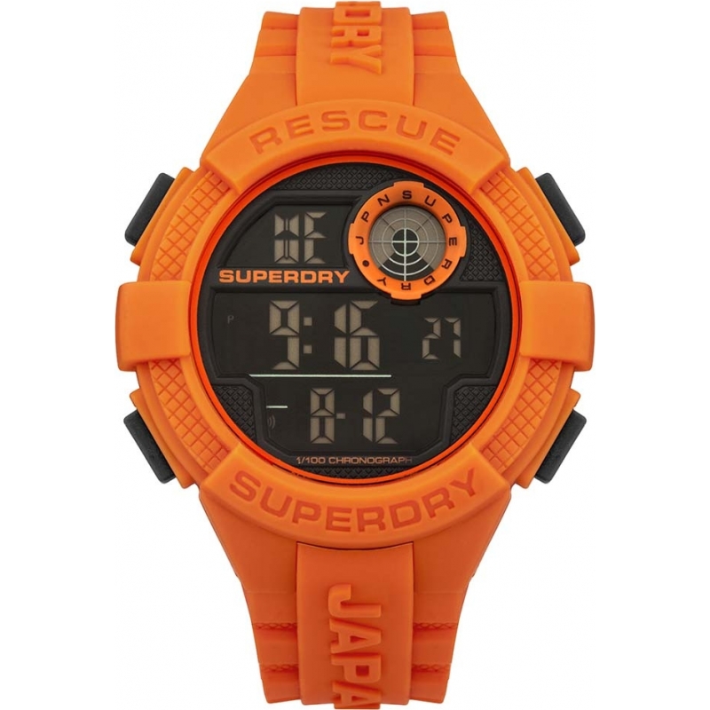 Superdry Mens Radar Digital Orange Silicone Strap Watch