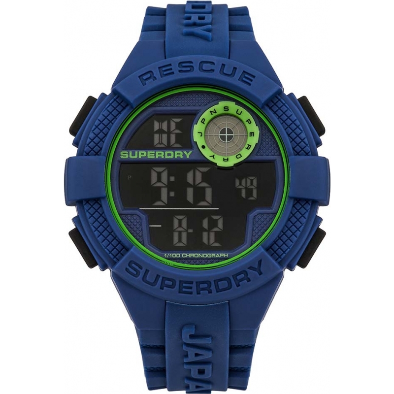 Superdry Mens Radar Digital Blue Silicone Strap Watch